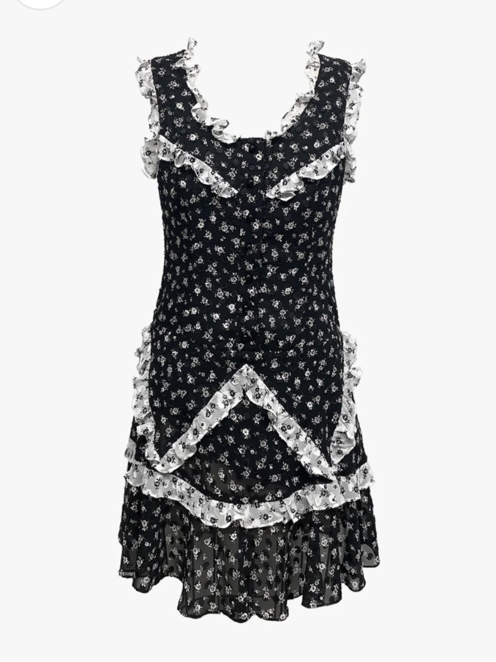 Anna Sui Ditsy Dot Chiffon Ruffle Mini Dress (Size 0) NWOT